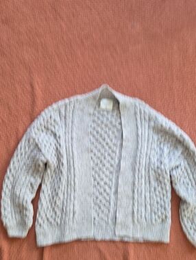 Abercrombie & Fitch Cream Cable Knit Open-Front Cardigan
